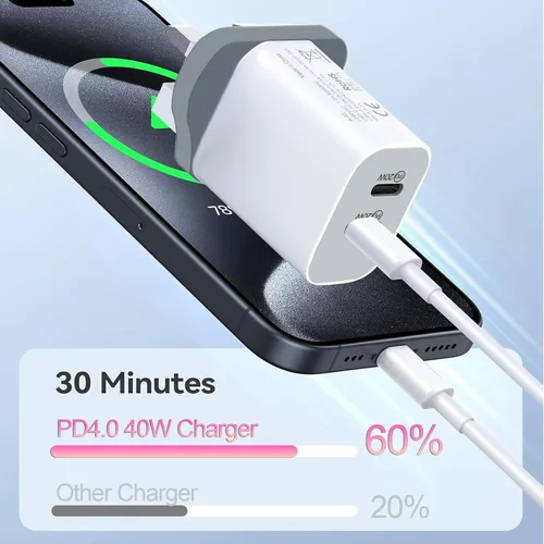 Vista 5 de Adaptador de Reino Unido para viajes, 40 W PD4.0 Reino Unido USB C cargador Irlanda Reino Unido adaptador USB C cargador bloque internacional