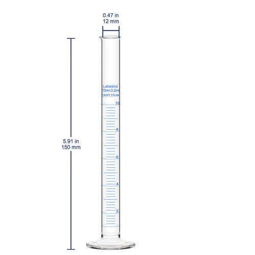 Vista 2 de Labasics Cilindro graduado de pared pesada de vidrio borosilicato, 4 unidades, 0.3 fl oz