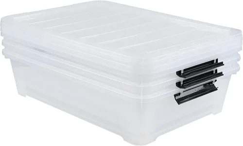 Vista 6 de 3 paquetes de 40 cuartos de galón de caja de almacenamiento grande debajo de la cama, contenedores de almacenamiento con ruedas debajo de la cama