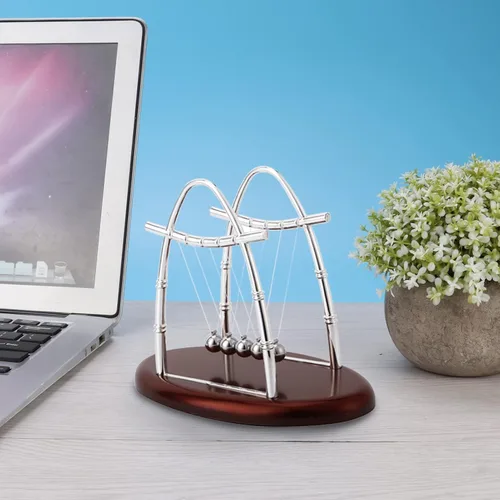 Vista 4 de Newton Cradle Balance Steel Balls Physics Science Pendulum Ornaments Toy Desk, Balls Science Toy, Physics for Adults with Learning Easy, Tribute for