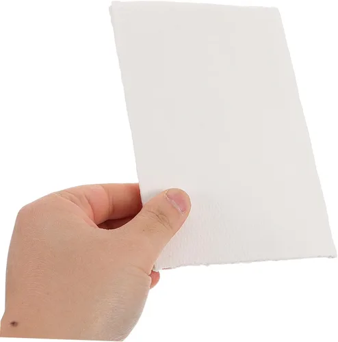 Vista 4 de Angoily 20 hojas de papel de acuarela de algodón texturizado hecho a mano con bordes deckled para pintar manualidades e invitaciones, alta absorción