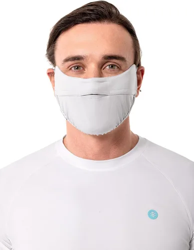 Vista 3 de Coolibar Media máscara unisex Zenith UV UPF 50+, pizarra, pequeñamedia, jaspeado, protección solar