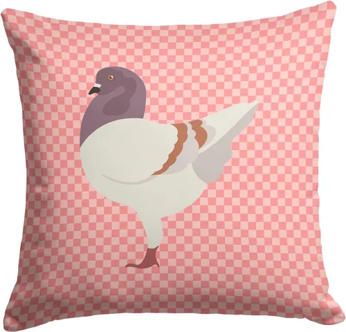Vista 450 de Caroline's Treasures BB8163PW1414 Beltsville - Almohada decorativa de tela a cuadros pequeños, color blanco, pavo y gallina azul, lavable a máquina