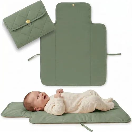 Vista 11 de Cambiador de pañales portátil, suave y fácil de limpiar, cambiador de pañales para bebés, la almohadilla ligera y plegable perfecta para viajar