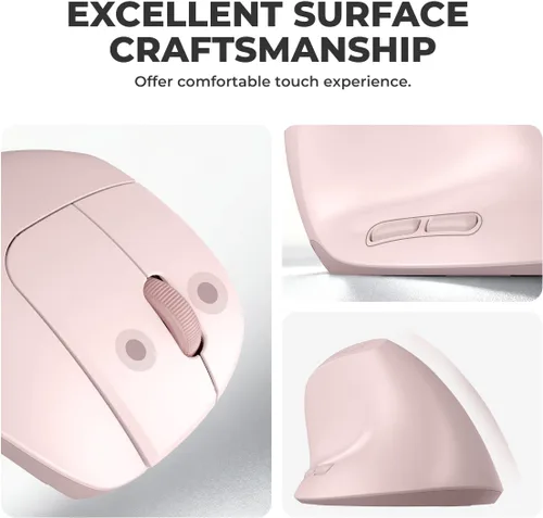 Vista 8 de DELUX Mouse vertical ergonómico inalámbrico para manos pequeñas, mouse vertical recargable, ligero, 4000 DPI, 6 botones, 2.4 G+BT5.2 modo dual