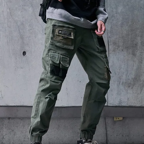 Vista 3 de XYXIONGMAO - Overoles sueltos con múltiples bolsillos, pantalones funcionales casuales, joggers de carga, ropa técnica, pantalones de harén, hiphop