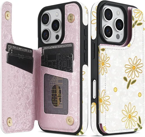 Vista 22 de NNH Funda tipo cartera compatible con iPhone Xs Max con bloqueo RFID, ranuras para tarjetas, folio de piel sintética, función atril, doble cierre