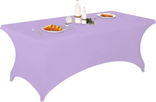 Vista 49 de LZY Cubierta de Mesa Elástica Ajustable de Spandex para Mesa Plegable de 6 pies, 4 pies o 8 pies, Mantel de Cóctel Rectangular, Perfecto para Champn