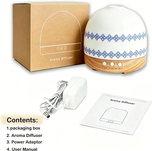 Vista 8 de Difusor de aromaterapia, 10.1 fl oz, hecho a mano, aceites esenciales, difusores de cerámica para hogar grande con humidificador de niebla fría