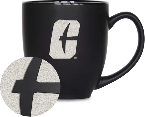 Vista 300 de Rico Industries - Taza de cerámica mate negra con grabado láser estándar de 15oz para NCAA (escuelas T & U) - Para bebidas calientes o frías