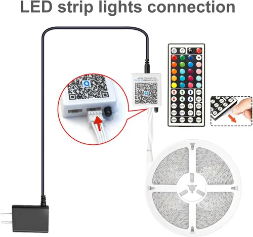 Vista 8 de DAYBETTER Tira de luces LED de 50 pies, sincronización de música, tiras de luz LED RGB con control remoto y aplicación, luces LED que cambian