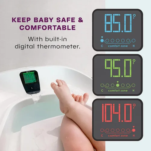 Vista 2 de 4moms Bañera de agua limpia, bañera 3 en 1 Grow-with-Me con termómetro digital para recién nacidos a niños pequeños, ensamblada en los Estados Unidos