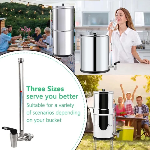 Vista 6 de Espiga de vidrio de 7 pulgadas con visión clara, nivel de agua, acero inoxidable, para Berkey Big, sistema de filtro de agua alimentado por gravedad