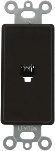 Vista 5 de Leviton Decora Insert, 6P4C, terminales de tornillo, 40649-T, almendra clara Marrón (Light Almond)