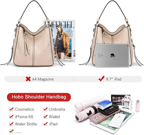 Vista 2 de Hobo Purses Handbags for Woman Crossbody Large Bag for Ladies Shoulder Vegan Fashion Leather Tote