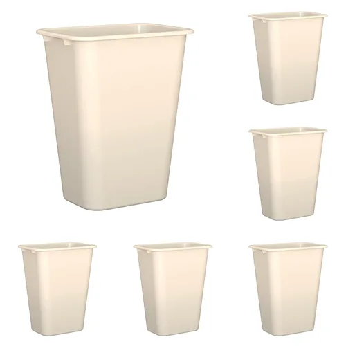 Vista 18 de Cubo de basura rectangular beige de 13 cuartos de galón / 3 galones para dormitorio, oficina, baño, se adapta debajo del escritorio