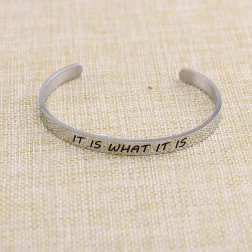 Vista 4 de Yiyang Pulseras inspiradoras para mujer de acero inoxidable con mantra para ella, Metal