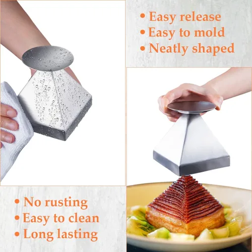 Vista 4 de DOERDO Molde de acero inoxidable pirámide para alimentos, moldes de presentación de alimentos para tartas, platos para servir en el hogar