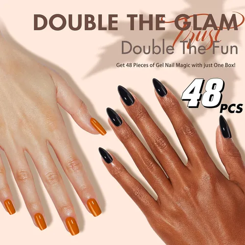 Vista 6 de Uñas postizas a presión color rosa bebé con forma de almendra, 48 piezas, uñas postizas gruesas neutras para mujeres, uñas de almendra medianas a