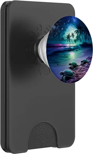 Vista 7 de Tortuga marina noche en la playa bajo cielo estrellado, PopSockets de tortuga marina intercambiables PopGrip
