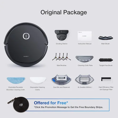 Vista 7 de ECOVACS DEEBOT OZMO U2 Pro Robot aspirador 2 en 1 aspiradora y trapeador, cepillo sin enredos, ideal para pelo de mascotas, zonas prohibidas, tiempo