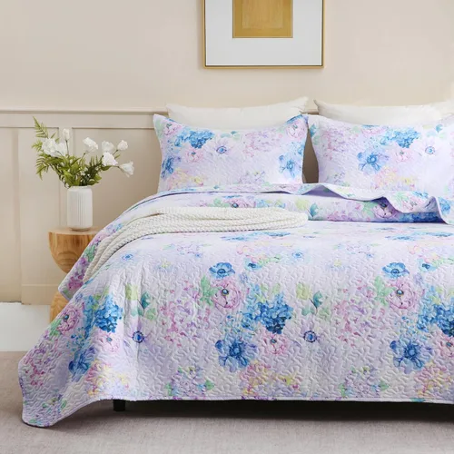 Vista 13 de JSD Juego de edredón floral paisley negro, tamaño twin, 2 piezas de cubrecamas estampadas con funda de almohada, manta acolchada de microfibra suave