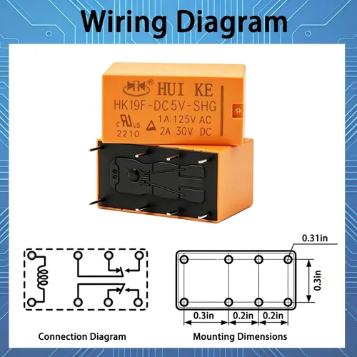 Vista 3 de Tnisesm /6 unids bobina DPDT PCB Relé de alimentación DC 3 V 8 pines Mini Relé de potencia PCB Relé HK19F-8P-3V