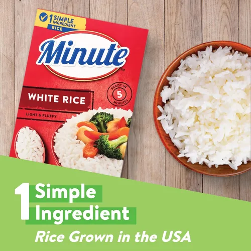Vista 4 de Arroz blanco Minute, arroz blanco instantáneo para cenas rápidas, caja de 28 onzas