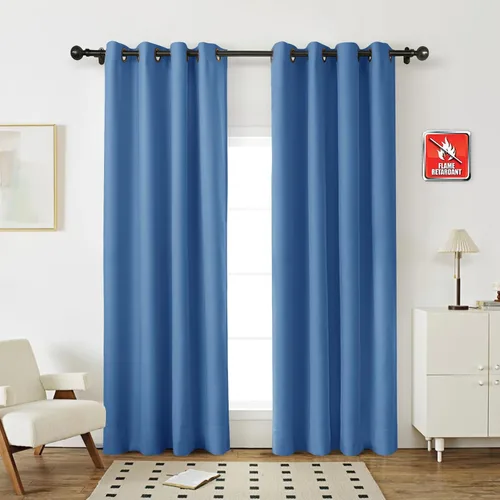 Vista 12 de Fcosie Cortinas ignífugas de 54 pulgadas de largo (2 paneles, beige), cortinas opacas 80% para dormitorio, sala de estar, cortina de oscurecimiento