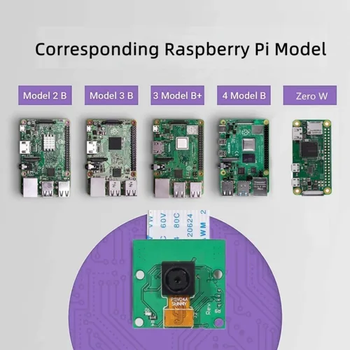 Vista 4 de RasTech - Módulo de cámara para Raspberry Pi 5MP 1080p OV5647 Cámara web con 1 soporte transparente y 3 cables de cinta para Raspberry Pi 5/Pi