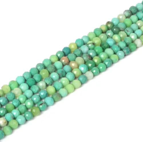 Vista 50 de Cuentas Redondas Facetadas de Ópalo Verde de 4 mm Sueltas de 16 Pulgadas para Hacer Joyas