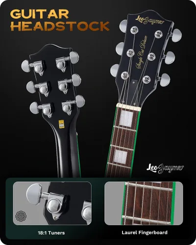 Vista 4 de Leo Jaymz Guitarra eléctrica serie SC - Cuerpo de caoba, diapasón de laurel, humbuckers duales, puente Tune-O-Matic, cuello C, afinadores 18:1