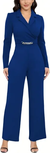 Vista 32 de DeftSharp Overol largo y elegante para mujer, sexy, para cóctel, fiesta, club, casual, para trabajo