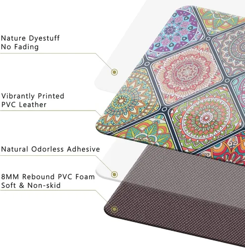 Vista 5 de QIYI Tapetes de cocina bohemios antifatiga, 2 piezas acolchadas, impermeables, cómodas, accesorios de cocina, decoración de interiores con mandala