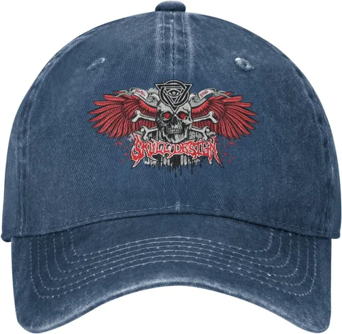 Vista 2 de Cowboy Hat Trendy Hats for Man and Women Djustable Four Season Outdoor Baseball Cap of Hell Skull with Angel Navy Blue