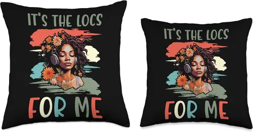 Vista 3 de Locs Afro Dreadlocks Love Natural Beauty Hair It's the Locs for Me Afro Hair Black American African Girl Throw Pillow, 16x16, Multicolor