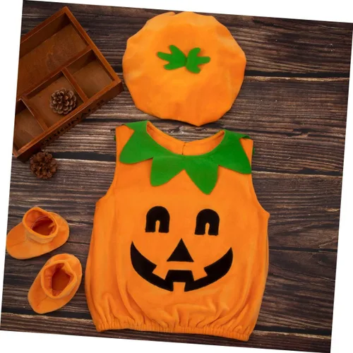 Vista 7 de SOIMISS 1 juego de lindos conjuntos de ropa para niñas, trajes para niños, disfraz de fiesta de Halloween, disfraz de calabaza para niños