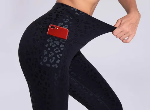 Vista 7 de The GYM People - Leggings de entrenamiento con control de abdomen y bolsillos pantalones de yoga atléticos de cintura alta para mujeres que corren