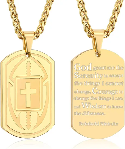 Vista 22 de Collar de cruz de versículo bíblico de fútbol para hombres, regalo religioso de acero inoxidable, joyería deportiva de fútbol, regalos de Pascua