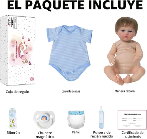 Vista 10 de SCOM Muñecas Reborn Baby Niño Meadow de 18 pulgadas – Recién nacido realista, cuerpo de tela suave con peso, adorable muñeca de la vida real posable