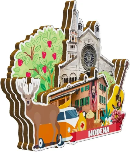 Vista 2 de Imán de madera para nevera de Módena Italia Italia Monumentos 3D de Viaje Coleccionables Recuerdos Decoración Hecho a Mano -2869