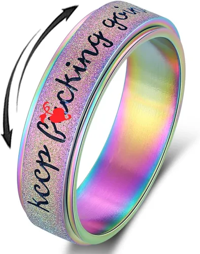 Vista 11 de Anillo Inicial Giratoria de Ansiedad para Mujeres Anillo de Ansiedad para Mujeres y Hombres Anillo de Pulgar para Hombres Anillo Giratoria de Plata