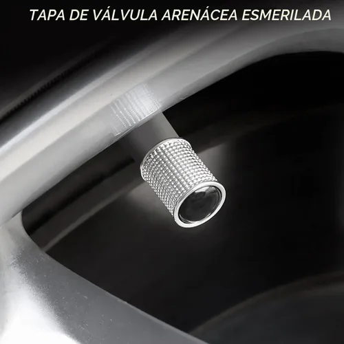 Vista 7 de 4 tapas de vástago de válvula de neumático de metal con bandera de Plateado