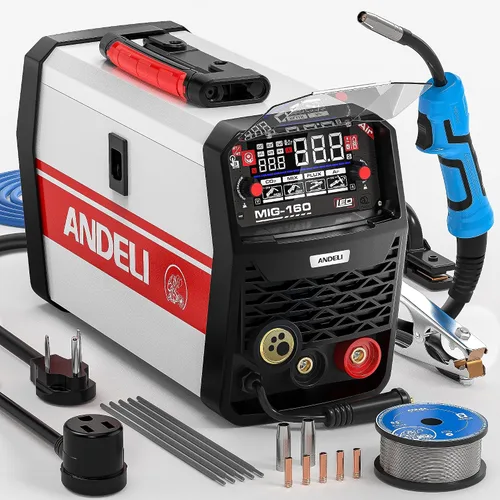 Vista 11 de ANDELI - Soldador MIG de 135Amp 110V/220V de doble voltaje, soldador MIG portátil de núcleo de fundente/Lift Tig/Stick 3 en 1 multiproceso