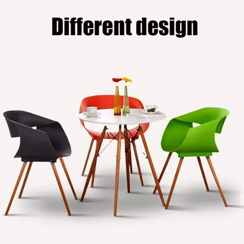 Vista 3 de Silla de comedor de cocina, muebles de comedor, sillas de comedor, sillas de comedor, silla moderna y simple de plástico PP, patas de haya, silla