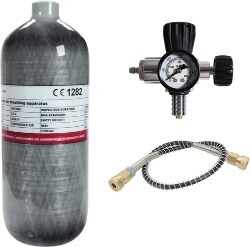 Vista 12 de TUXING tanque de buceo de fibra de carbono 4500Psi, 2L/122Cu en, cilindro compuesto 2000CC Carbon Fiber Lightweight & Durable,PCP Airsoft and