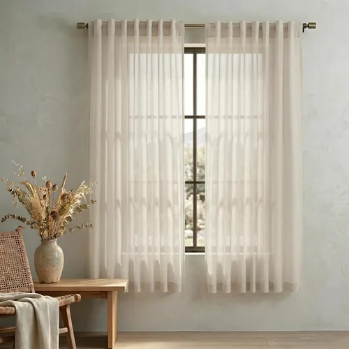 Vista 78 de Mrs.Naturall Cortinas negras de 45 pulgadas de largo, cortinas cortas de lino transparente para privacidad para cocina, dormitorio, ventanas