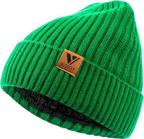 Vista 2 de Vgogfly Lined Men Beanie Slouchy Knit Skull Cap Warm Stocking Hats Guys Women Striped Winter Beanie Hat