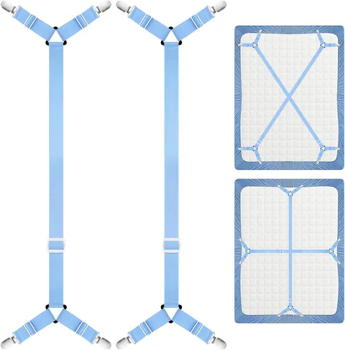 Vista 13 de Morcheiong Correas de sujeción para sábanas ajustables con clips para sábanas para ropa de cama, amarres, juego de 2
