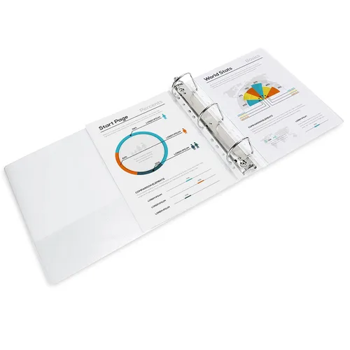 Vista 4 de Amazon Basics Archivadores de 3 argollas de 3 pulgadas, organizador con argollas en D, 2 paquetes, para la escuela, oficina en casa, color blanco
